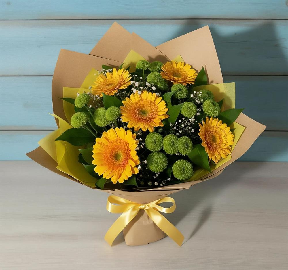 Букет цветов из: Герберы и Хризантемы в Измайлово
