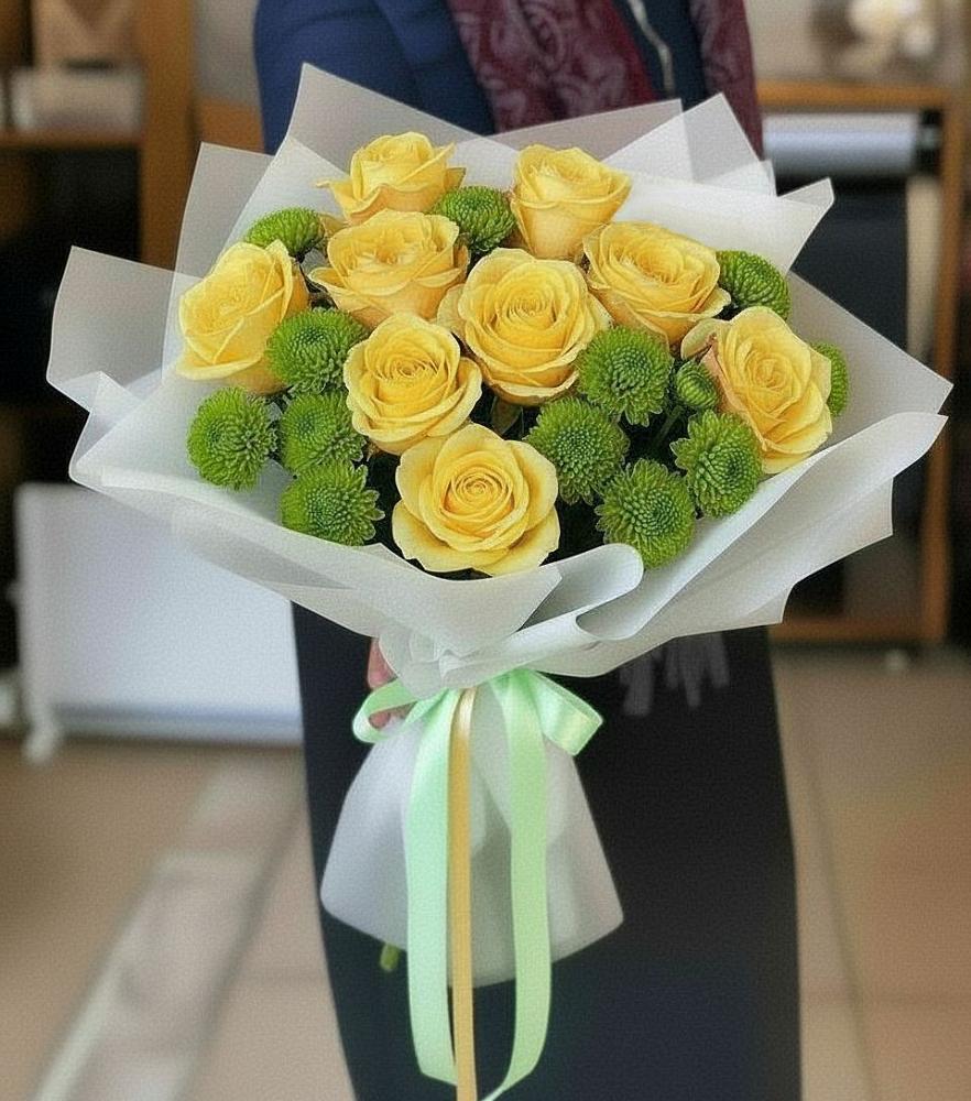 Букет цветов из: Хризантемы и Розы в Измайлово