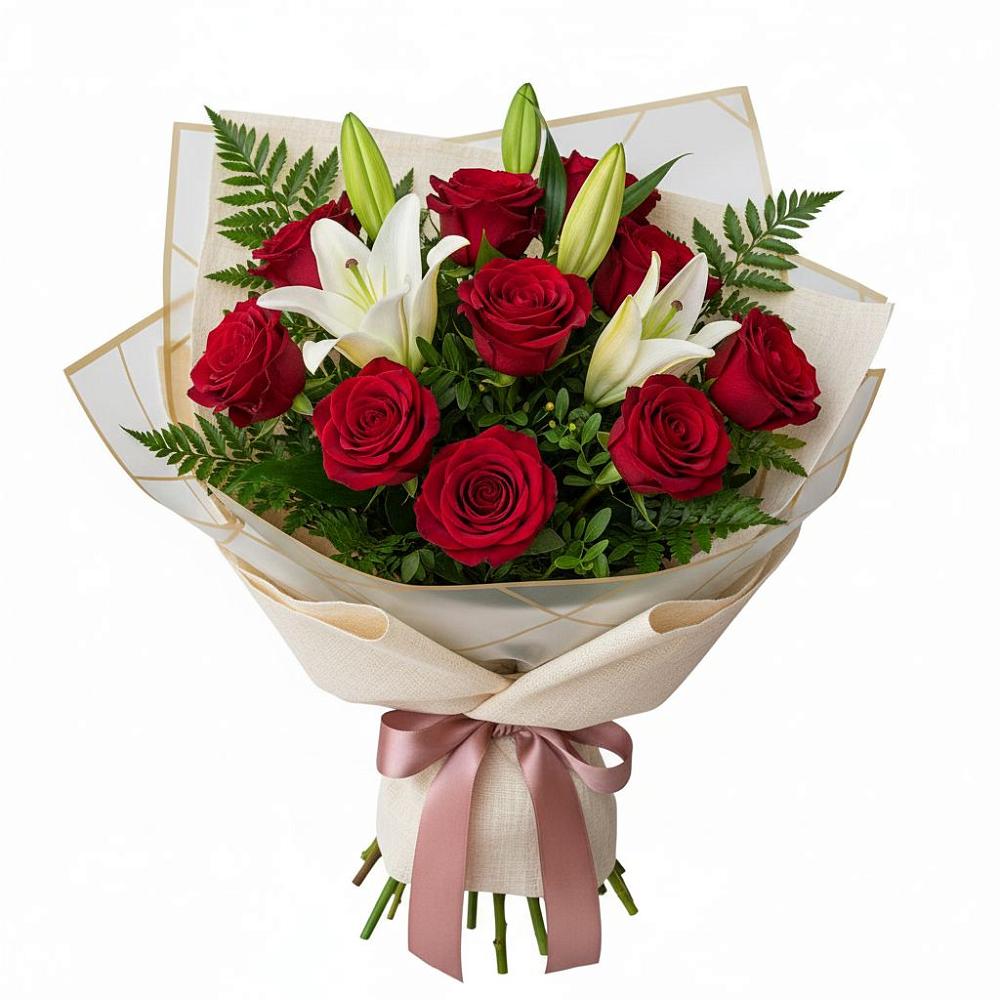 Букет цветов из: Лилии и Розы в Измайлово