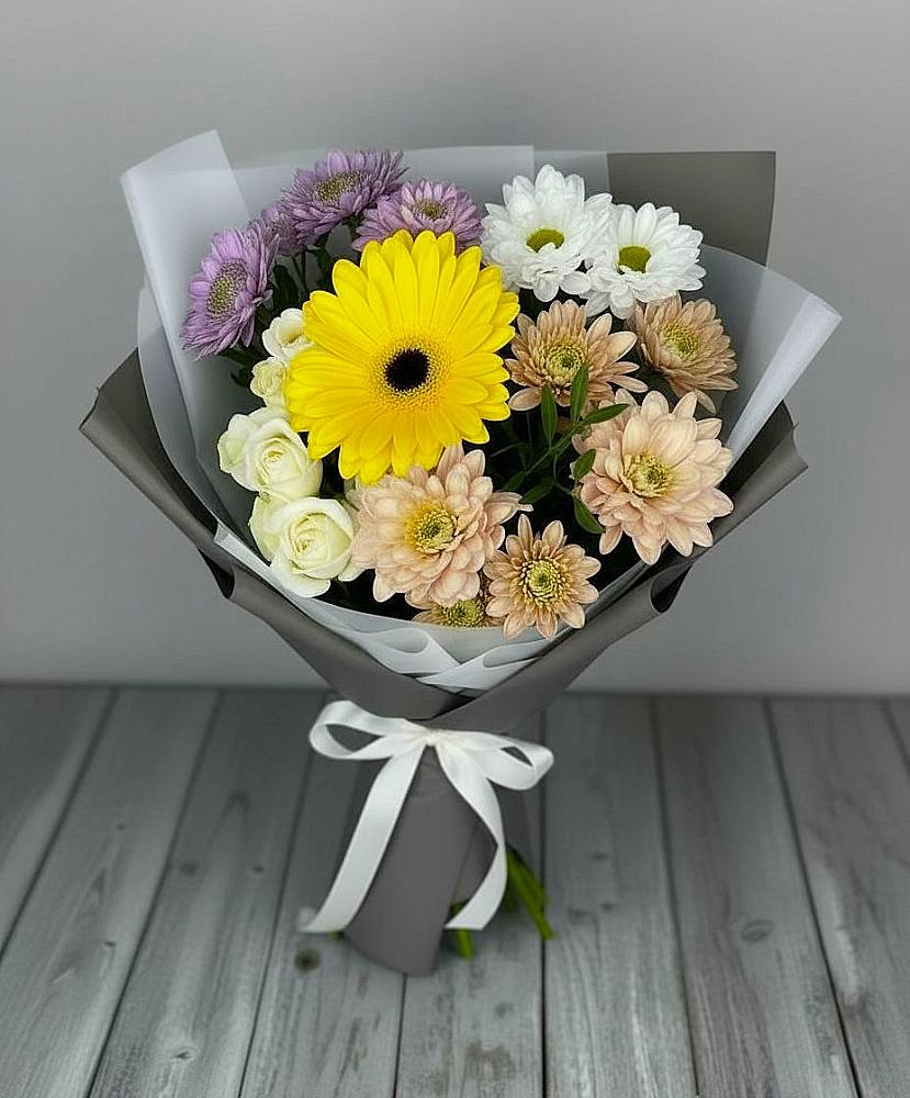 Букет цветов из: Розы, Герберы и Хризантемы в Измайлово