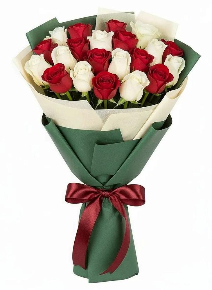 Букет Микс из красных и белых роз в Измайлово