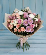 Букет цветов из:  Хризантемы, Розы и Альстромерии в Измайлово