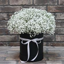 Цветочная композиция из Гипсофила в шляпной коробке в Измайлово