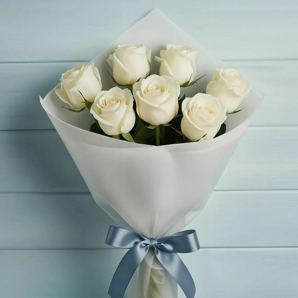 Букет 7 Белых роз Эдлесс Лав в Измайлово